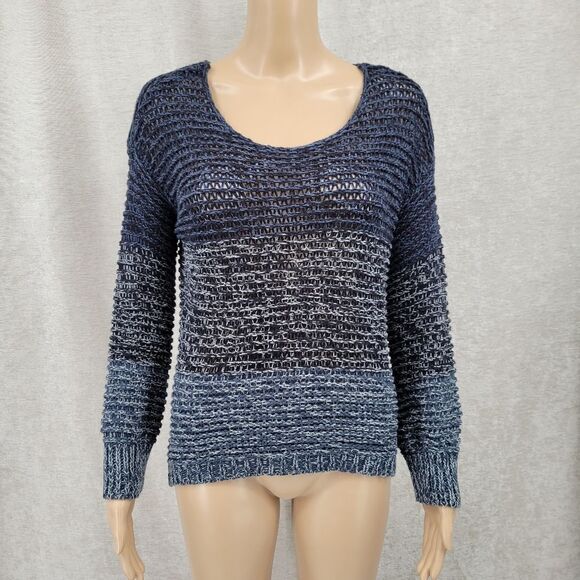 Quinn Blue Ombre Scoop Neck Loose Knit Sweater Women's Size Small - Picture 1 of 8